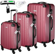 TecTake Talia 3-piece suitcase set with weight and luggage tag, burgundy - Case Set