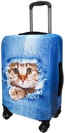 Kufryplus suitcase cover H155 Cat in jeans S - Luggage Cover