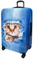 Kufryplus suitcase cover H155 Cat in jeans M - Luggage Cover