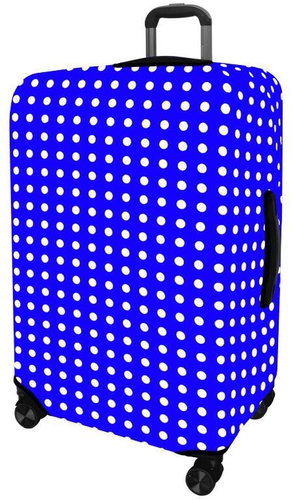 Kufryplus suitcase cover H55A Polka dot III dark blue L - Luggage Cover - Main image