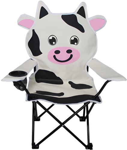 Lex Kids folding camping chair with cup holder, cow white - Camping Chair - Main image