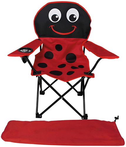 Lex Children's folding camping chair with cup holder, ladybird red - Camping Chair - Main image