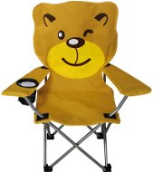 Lex Detská skladacia kempingová stolička s držiakom nápoja, medvedík žltá - Kempingová stolička