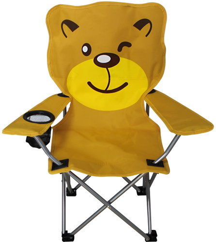 Lex Kids folding camping chair with cup holder, teddy bear yellow - Camping Chair - Main image