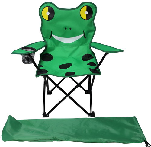 Lex Kids folding camping chair with cup holder, frog green - Camping Chair - Main image