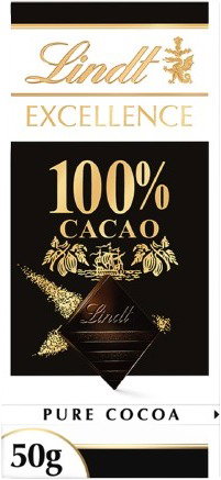 Lindt Excellence Dark Chocolate 100% Cacao 50g - Chocolate - Main image