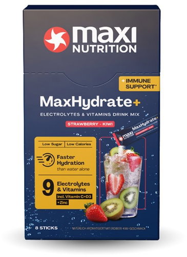 MaxiNutrition Electrolytes with vitamins for immunity, strawberry-kiwi flavour 128 g (8 × 16 g) - Sports Drink - Main image