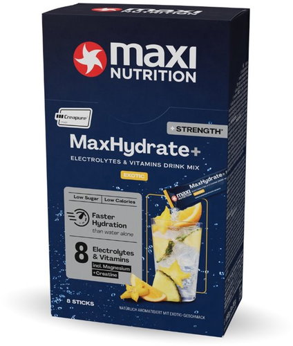 MaxiNutrition Electrolytes with creatine, tropical flavour 128 g (8 × 20 g) - Sports Drink - Main image