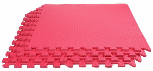 Colored Puzzle fitness mat red 4 pieces - Exercise Mat - Main image