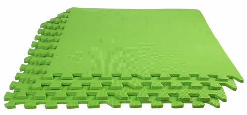 Colored Puzzle fitness mat green 4 pieces - Exercise Mat - Main image
