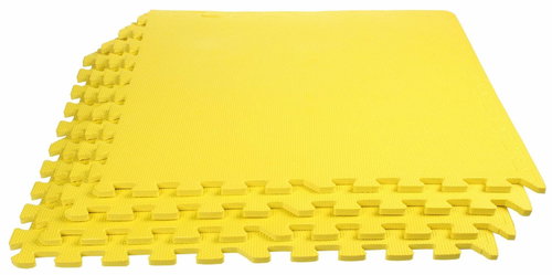 Colored Puzzle fitness mat yellow 4 pieces - Exercise Mat - Main image