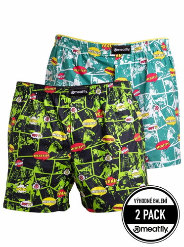 Meatfly 2Pack Agostino, Green Comics, S - Boxer Shorts - Main image