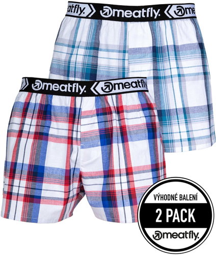 Meatfly 2Pack Gigi, White Red/Blue, S - Boxer Shorts - Main image