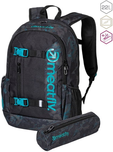 Meatfly Basejumper Petrol Mossy/Black 22 l - School Backpack - Main image