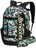 Meatfly Basejumper backpack in green graffiti - School Backpack