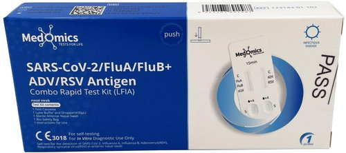 MedOmics SARS-CoV-2/FluA/FluB+ADV/RSV Antigen Rapid Test Kit 1pc - Home Test - Main image