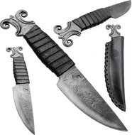 Madhammers Hand forged massive knife Aries with sheath, 25 cm (black) - Hunting Knife