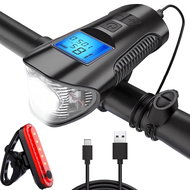 Verk 14490 Voděodolné LED světlo na kolo USB, tachometr, el.zvonek, 150 db - Bike Light