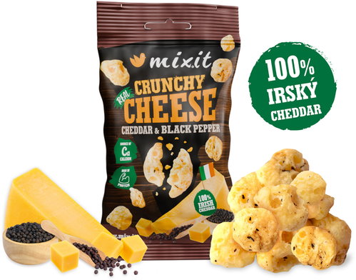 Mixit Ropogós sajt - Ír cheddar és fekete bors, 20 g Fő fotó Mixit Ropogós sajt - Ír cheddar és fekete bors, 20 g - Ropogós sajt - Fő fotó