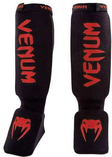 Venum Kontact shin guards - textile - black/brown size one size - Protectors - Main image