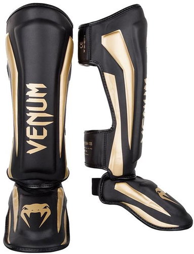Venum Elite shin pads - black/gold size 2.5 mm M - Protectors - Main image