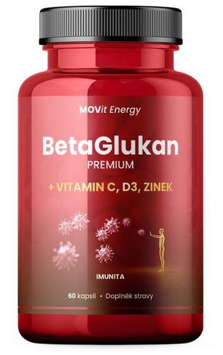 MOVit Energy BetaGlucan 350 mg + Vitamin C, D3, Zinc Premium, 60 capsules - Beta-glucan - Main image