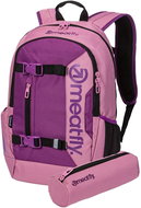 Meatfly Basejumper backpack, Dusty Rose / Plum, 22 L + free pencil case - City Backpack
