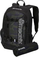 Meatfly Basejumper backpack, Rampage Camo / Black, 22 L + free pencil case - City Backpack