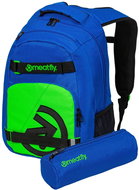 Meatfly Exile backpack, Royal Blue / Safety Green, 24 L + free pencil case - City Backpack