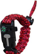 KPZ Outdoor Náramek přežití Paracord 5v1, nastavitelný, červený - Multitool