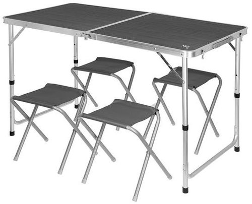 NILS CAMP NC1633 Folding camping table and chairs set dark grey - Camping Set - Main image