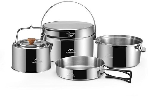 Naturehike stainless steel cookware set with teapot 1352g - Kitchenware Set - Main image