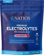NATIOS Premium Electrolytes, Elektrolyty s 12 aminokyselinami 600 g, malina - Elektrolyty