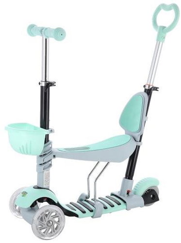 HLB07 Nils Fun 4V1 šedá/mentol dětská koloběžka  - Children's Scooter - Main image