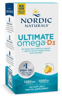 Nordic Naturals Ultimate Omega-D3 1280 mg, lemon, 120 softgel capsules - Omega 3