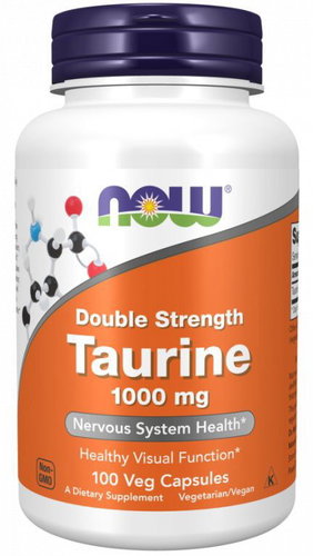 NOW Foods Taurine 1000mg Double Strength, 100 veg capsules - Dietary Supplement - Main image