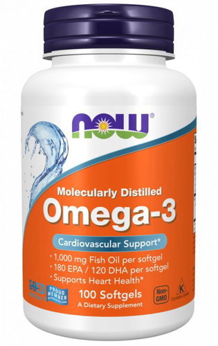 NOW Foods Omega-3 molecularly distilled, 100 softgel capsules - Omega 3 - Main image