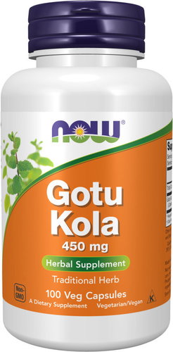 NOW FOODS Gotu Kola, 450 mg, 100 vegetable capsules - Dietary Supplement - Main image