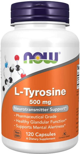 NOW FOODS L-Tyrosine, 500 mg, 120 capsules - Dietary Supplement - Main image