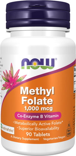 NOW FOODS Methyl Folate - Folic Acid, 1000 µg, 90 tablets - Dietary Supplement - Main image