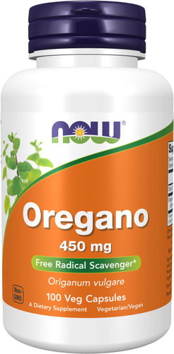 NOW FOODS Oregano 450 mg, 100 vegetable capsules - Dietary Supplement - Main image