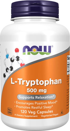 NOW FOODS L-Tryptophan, 500 mg, 120 vegetable capsules - Dietary Supplement - Main image