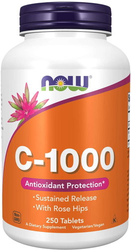 NOW FOODS Vitamin C-1000 with gradual release and rose hip, 250 tablets - Vitamin C - Main image