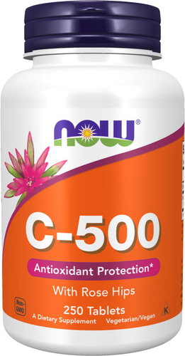 NOW FOODS Vitamin C-500 with rosehip, 500 mg, 250 tablets - Vitamin C - Main image
