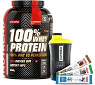 Nutrend 100% Whey Protein, 2250g, strawberry + shaker Nutrend black-yellow + 3x PROZERO 65g - Set