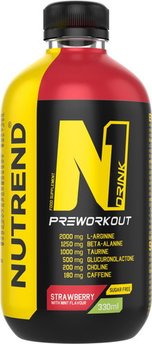 Nutrend N1 Drink 330 ml, strawberry + mint - Pre-Workout Supplement - Main image