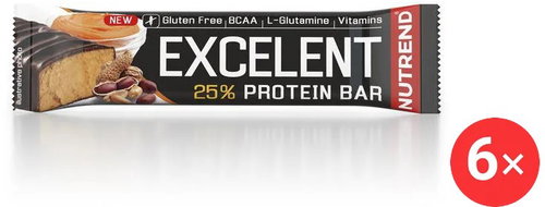 Nutrend EXCELENT protein bar, 6 x 85 g, peanut butter in milk chocolate - Protein Bar - Main image