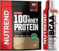 Nutrend 100% Whey Protein 1000 g, chocolate and cocoa + BCAA Liquid, 500 ml - Food Supplement Set