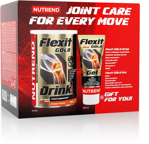 Nutrend VAN FLEXIT GOLD DRINK 400 g, orange + FLEXIT GOLD GEL 100 ml - Food Supplement Set - Main image