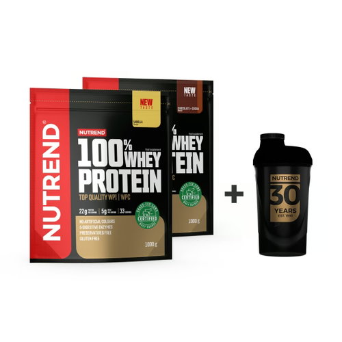 Nutrend 100% WHEY PROTEIN gift pack, 2x 1000 g + 1x SHAKER - Protein - Main image